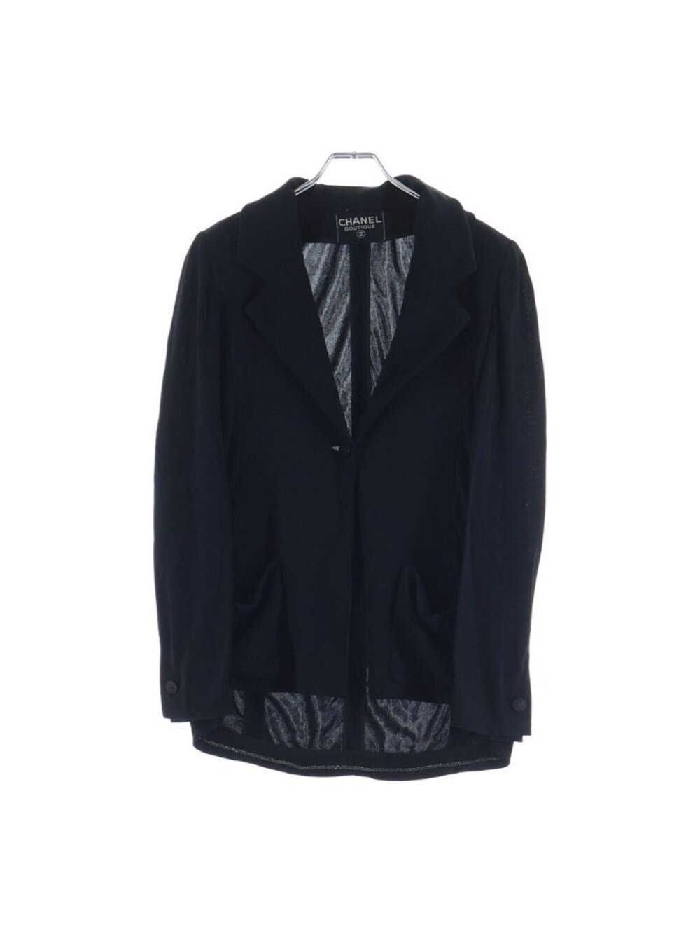 Chanel Boutique Vintage Jacket CC Logo Button Chain Black